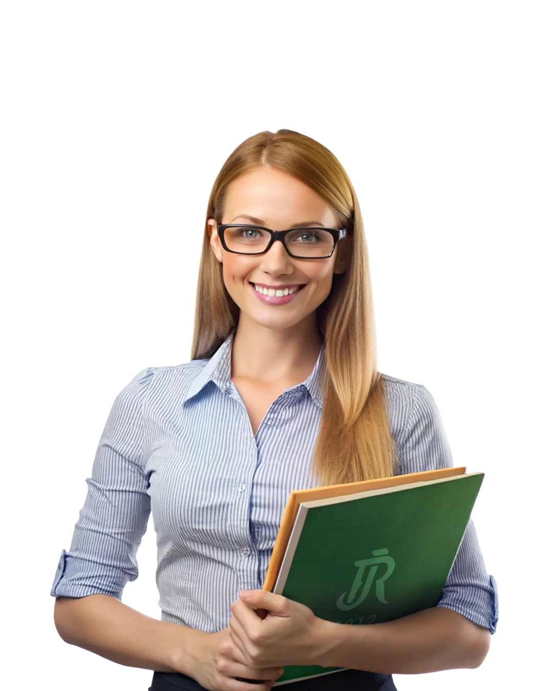 Consultora sorrindo com tablet